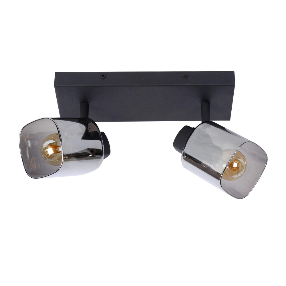 Lucide PlafondlampAlion 2-lichts zwart met smoke glas - 17999/02/30